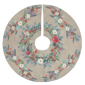 Rustiek beige burlap waterverf bloemenkerst kerstboom rok (Voorkant)