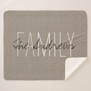Rustiek Beige Familie Monogram Sherpa Deken