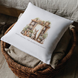 Rustiek Beige Pasen Konijn Gepersonaliseerd Kussen