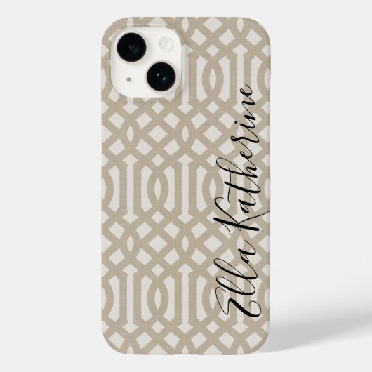 Rustiek Beige Trellis Monogram Case-Mate iPhone Case (Achterkant)