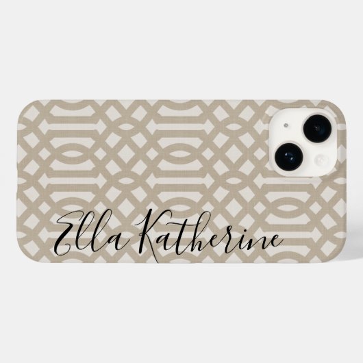 Rustiek Beige Trellis Monogram Case-Mate iPhone Case (Achterkant (horizontaal))