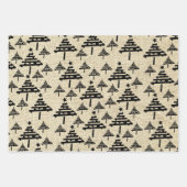Rustiek Beige Zwart Rood Kerstboom Patroon Inpakpapier Vel (Voorkant)