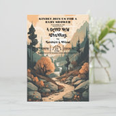 Rustiek Bergbos Evergreen Baby shower Kaart (Staand voorkant)