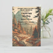 Rustiek Bergbos Evergreen Baby shower Kaart (Staand voorkant)