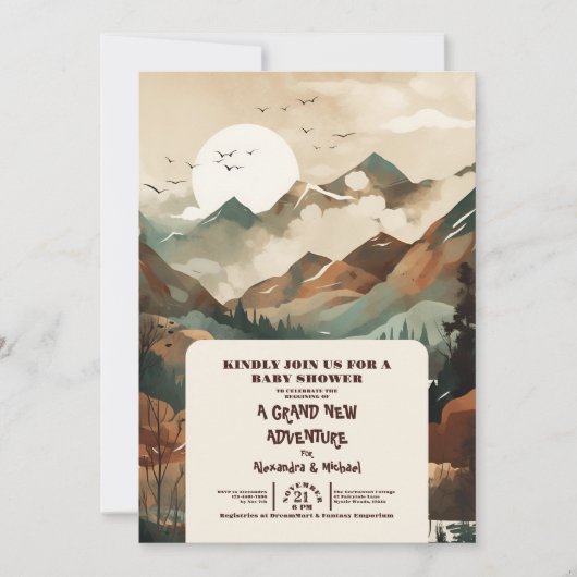 Rustiek Bergbos Evergreen Baby shower Kaart (Voorkant)