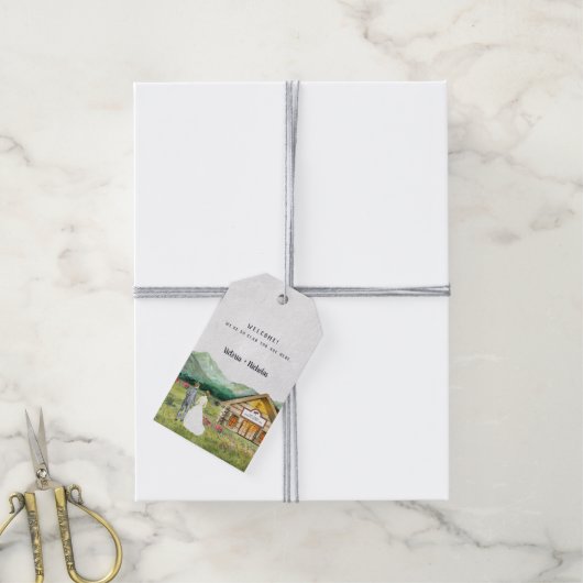 rustiek bergbos | Huwelijk Dank u Cadeaulabel (Met Touw)