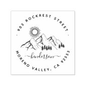 Rustiek bergbos Landschap Familieadres Zelfinktende Stempel (Design)