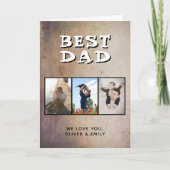 Rustiek Beste Papa Vaderdag 3 Foto Feestdagen Kaart (Voorkant)