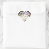 Rustiek betoverd bos Paarse bloemenquinceañera Hart Sticker (Tas)