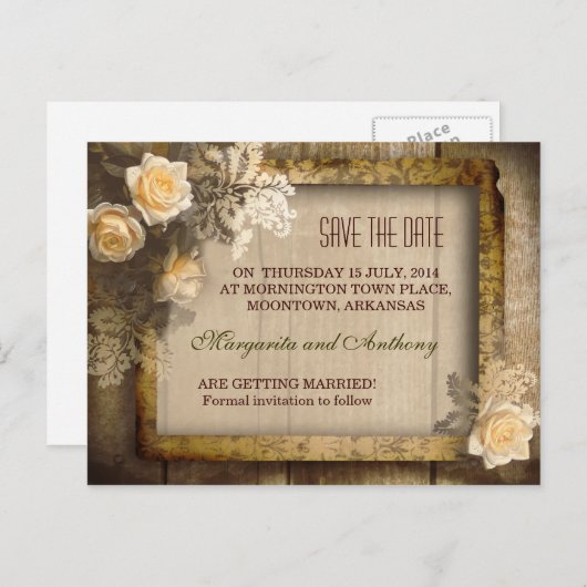 rustiek Bewaar de datum Post Cards Aankondigingskaart (Voorkant / Achterkant)