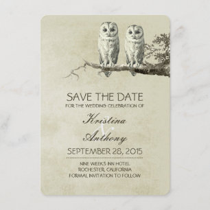 rustiek bewaar de datumkaarten met OWL paar Save The Date