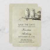  rustiek bewaar de datumkaarten met OWL paar Save The Date (Voorkant / Achterkant)