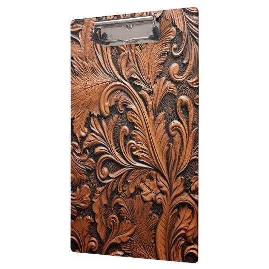 Rustiek bewerkt leer klembord (Links)