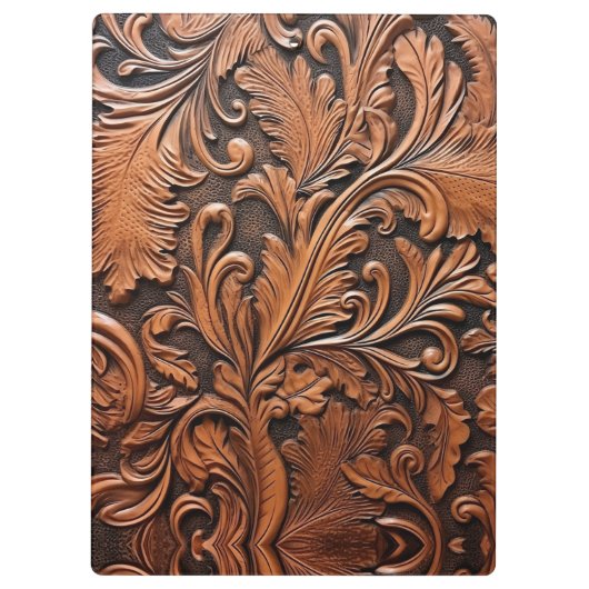 Rustiek bewerkt leer klembord (Achterkant)