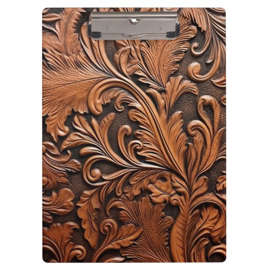 Rustiek bewerkt leer klembord (Voorkant)
