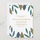 Rustiek blad bloemenbruiloft kaart (Voorkant)