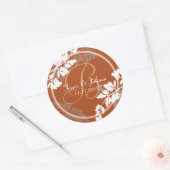 Rustiek blad Monogram Ronde Sticker (Envelop)