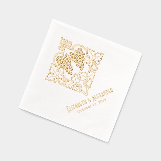 Rustiek Bladderige Bunch van Druiven Paar Naam Dat Folie Servetten (Links)