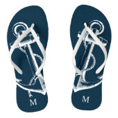 Rustiek Blauw  Anker Monogram Teenslippers (Voetbed)