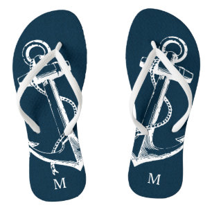 Rustiek Blauw  Anker Monogram Teenslippers