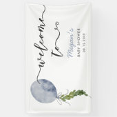 Rustiek Blauw Ballon Baby shower Welkom Spandoek (Verticaal)