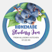 Rustiek Blauw Blueberry Jam Jar Label (Voorkant)