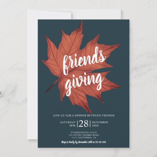 Rustiek blauw bruin esdoornblad Thanksgiving Kaart (Voorkant)