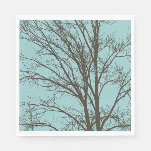 Rustiek Blauw Bruine Boom Branches Servet (Voorkant)