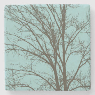 Rustiek Blauw Bruine Boom Branches Stenen Onderzetter