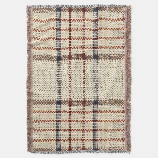 Rustiek blauw en beige geplakt patroon deken (Voorkant Verticaal)