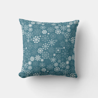 Rustiek -  Blauw en Wit Feestelijke Sneeuwvlokken Kussen