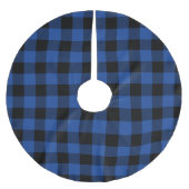 Rustiek Blauw en Zwarte Buffel Check Plaid Kerstboom Rok (Voorkant)
