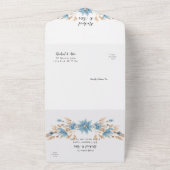 Rustiek Blauw Gedroogde Bloemen Handfasting Weddin All In One Uitnodiging (Buitenkant)