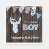 Rustiek blauw geruite herten Baby shower lunchserv Servet (Voorkant)