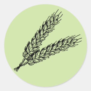 Rustiek Blauw Groene Tarwe Ronde Sticker
