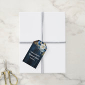 Rustiek Blauw Hout Wit Bloemen Repetitie Diner Cadeaulabel (Met Touw)