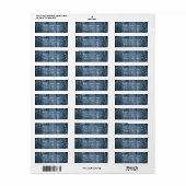 Rustiek Blauw Hout, Wit Licht Strings Bruiloft Etiket (Full Sheet)