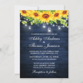 Rustiek Blauw Hout Zonnebloem Bloemen Jar Lights F Kaart (Voorkant)