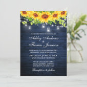 Rustiek Blauw Hout Zonnebloem Bloemen Jar Lights F Kaart (Staand voorkant)