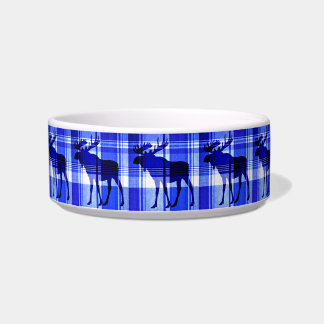 Rustiek blauw plaid eland huisdier gerecht voerbakje