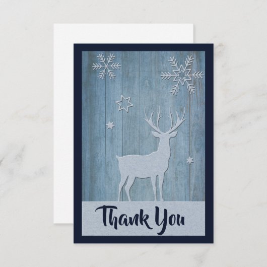 Rustiek Blauw Rendier Land Kerstmis Dank u Bedankkaart (Voorkant / Achterkant)