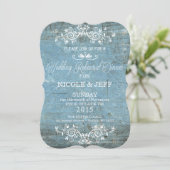 Rustiek Blauw Repetitie Diner Uitnodiging (Staand voorkant)