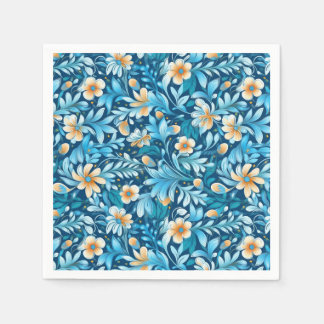 Rustiek blauw sinaasappel bloemen servet