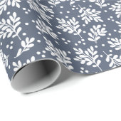 Rustiek Blauw Winter Bladerdek Kerstmis Cadeaupapier (Rol Hoek)