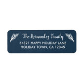 Rustiek Blauw Winter Vakantie Pine takken Adres Etiket (Voorkant)