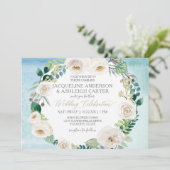 Rustiek Blauw Wit Alabaster Roos Eucalyptus krans Kaart (Staand voorkant)