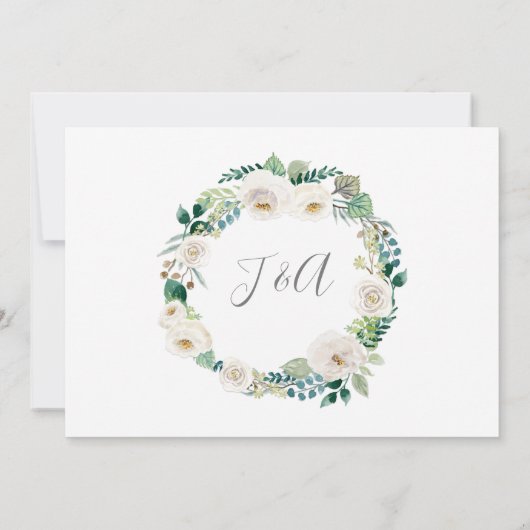 Rustiek Blauw Wit Alabaster Roos Eucalyptus krans Kaart (Achterkant)