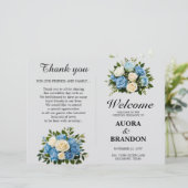 Rustiek Blauw-Wit Bloemen Trouwprogramma (Staand voorkant)