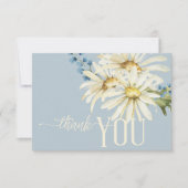 Rustiek Blauw & Wit Daisies Bruiloft Bedankkaart (Voorkant)