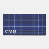 Rustiek Blauw Wit & Zwart Tartan Plakken Monogram Bureaumat (Voorkant)